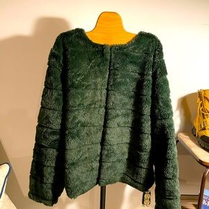 Emerald faux fur jacket 1X